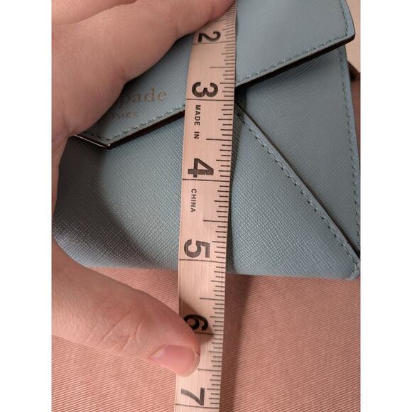 KATE SPADE MONDAY Leather Saffiano Envelope Small Clutch Wallet purse Light Blue - Picture 7 of 9